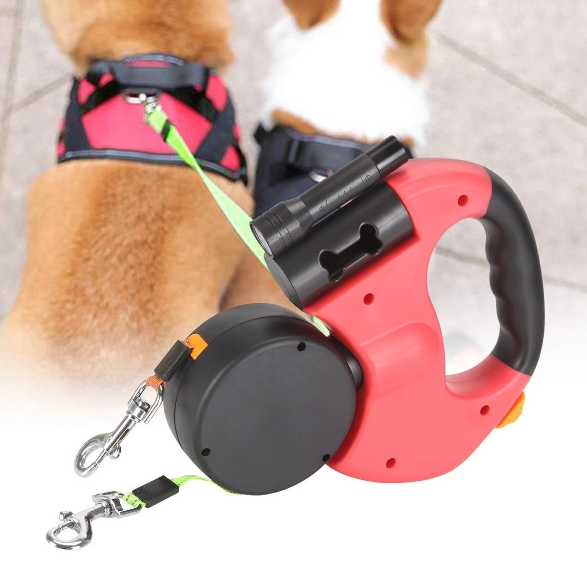  Propet Duo - roller leash for two dogs with integrated flashlight-1