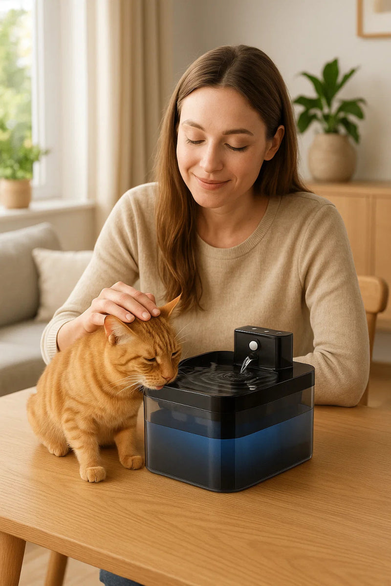 PUREFLOW Fontána – Inteligentná fontána na vodu pre mačky s pohybovým senzorom a filtráciou