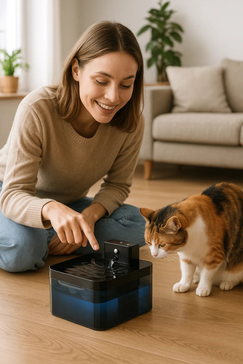 PUREFLOW Fontána – Inteligentná fontána na vodu pre mačky s pohybovým senzorom a filtráciou