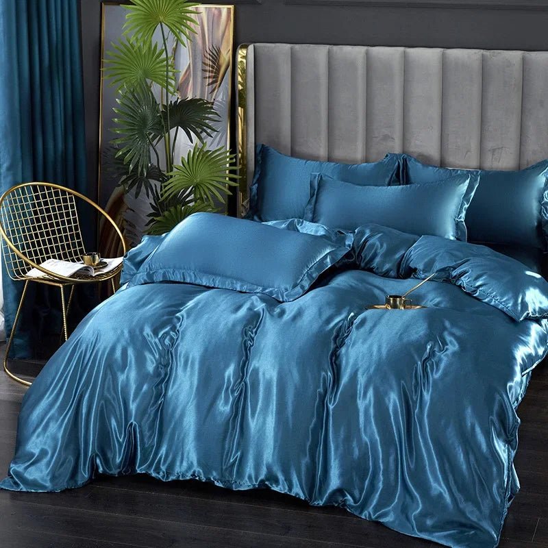 SATINORA – Elegant Satin Silk Bedding Set with Duvet Cover and Pillowcases 13