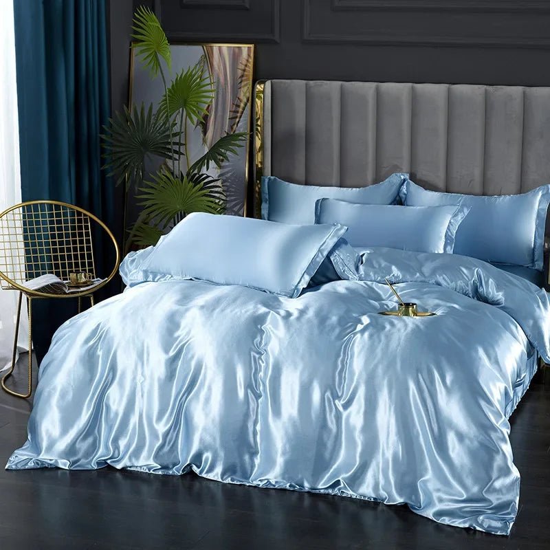 SATINORA – Elegant Satin Silk Bedding Set with Duvet Cover and Pillowcases 12