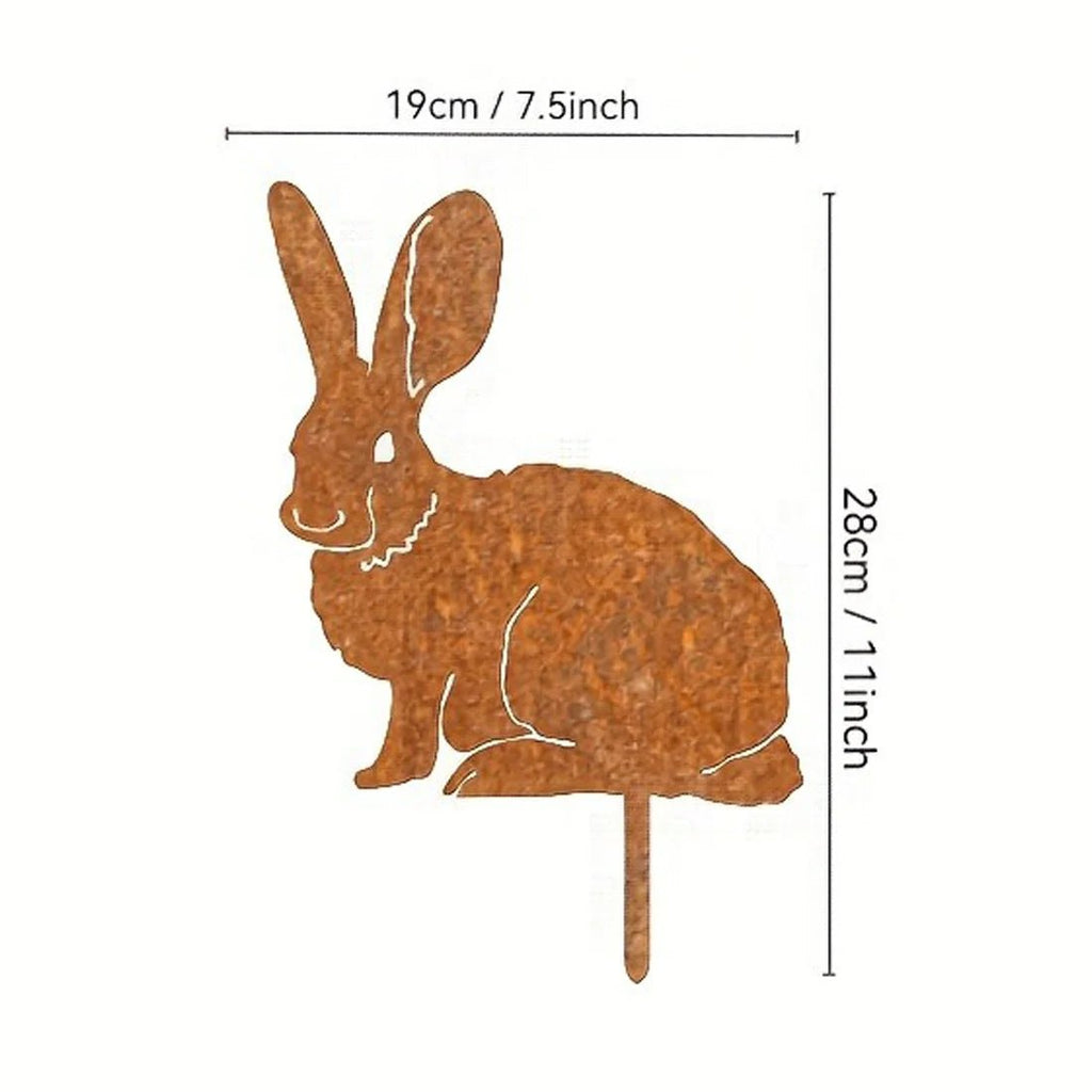Rustic Metal Rabbit Garden Stake - Charming Iron Yard Art for Farmhouse Decor 7