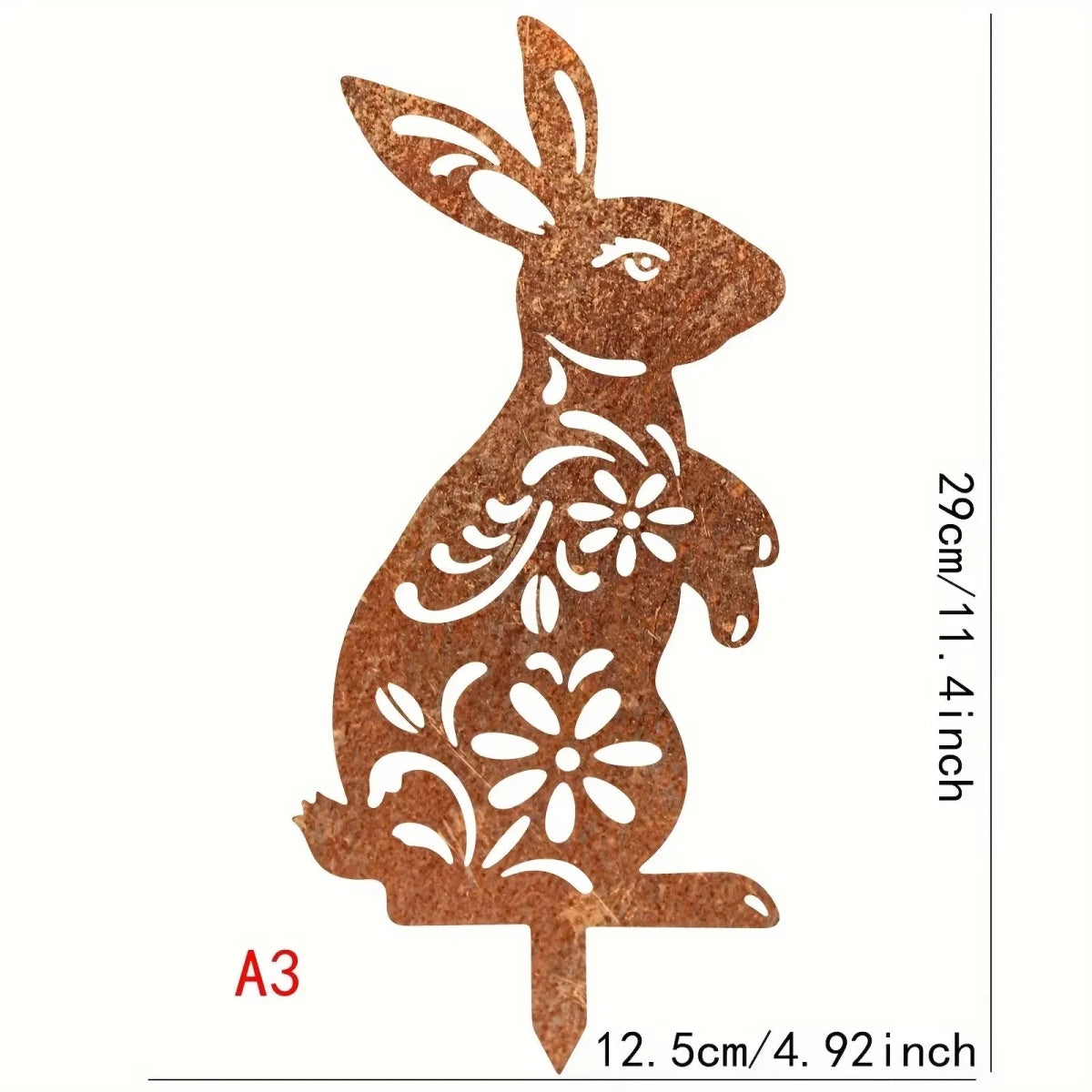 Rustic Metal Rabbit Garden Stake - Charming Iron Yard Art for Farmhouse Decor 8
