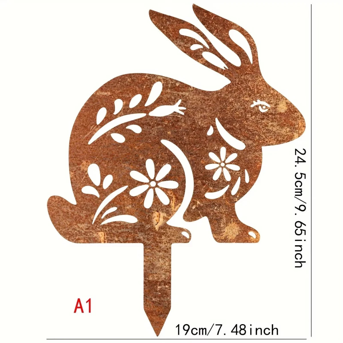 Rustic Metal Rabbit Garden Stake - Charming Iron Yard Art for Farmhouse Decor 9