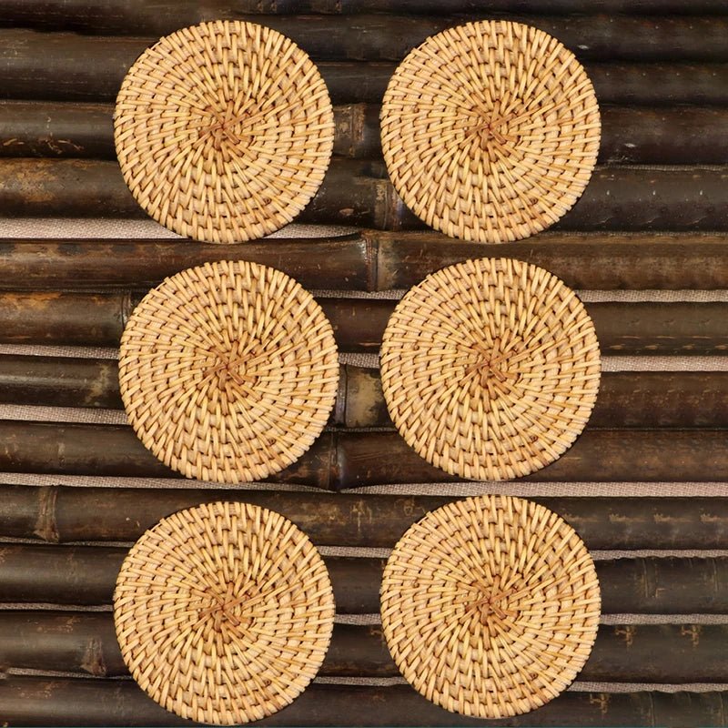 Rattan Weave Drink Coasters - Heat Insulation Mats for Indoor & Outdoor Use (3Pcs/6Pcs) 7