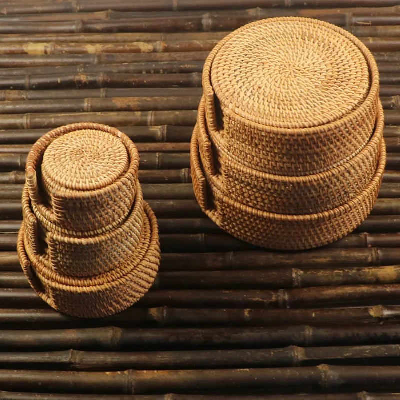 Rattan Weave Drink Coasters - Heat Insulation Mats for Indoor & Outdoor Use (3Pcs/6Pcs) 5
