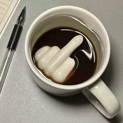 Middle Finger Ceramic Mug - Unique Fun Design for Coffee & Tea Lovers 0
