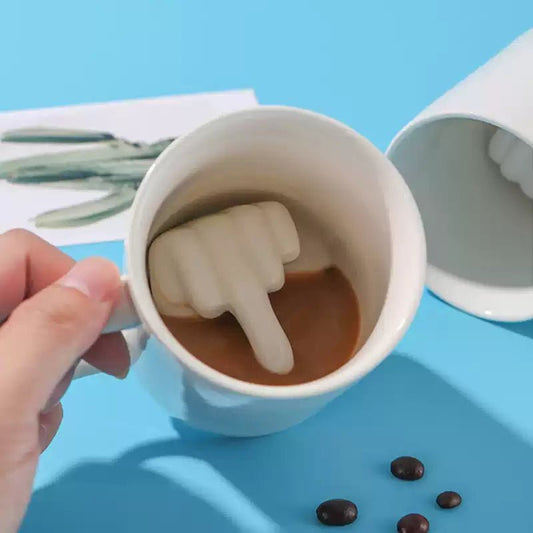 Middle Finger Ceramic Mug - Unique Fun Design for Coffee & Tea Lovers 2