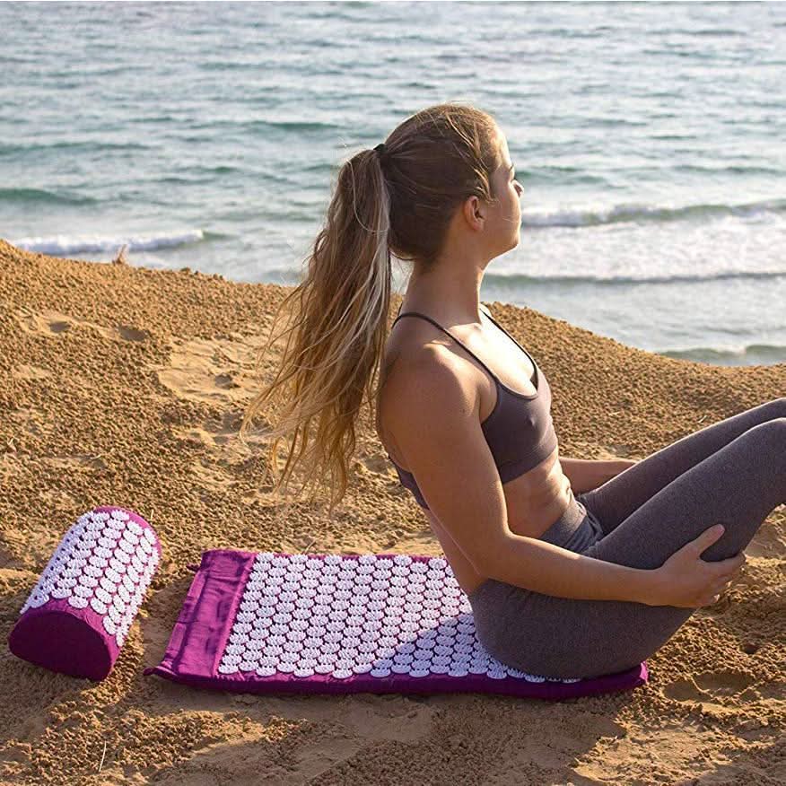  Relaxpress yoga mat with acupressure points for pain relief and relaxation-1