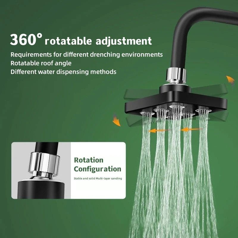 RELAXRA – Soffione doccia quadrato regolabile a 360° per il comfort quotidiano