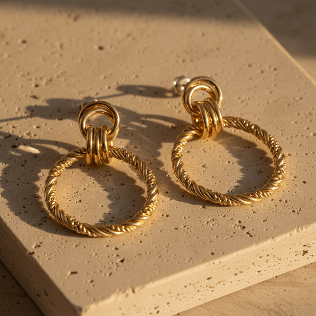 Relief gouden en zilveren statement oorbellen