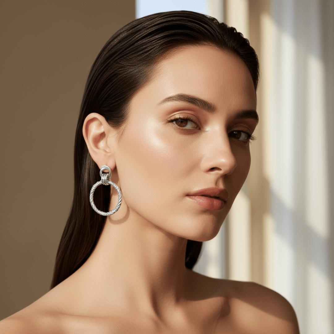 Relief gouden en zilveren statement oorbellen