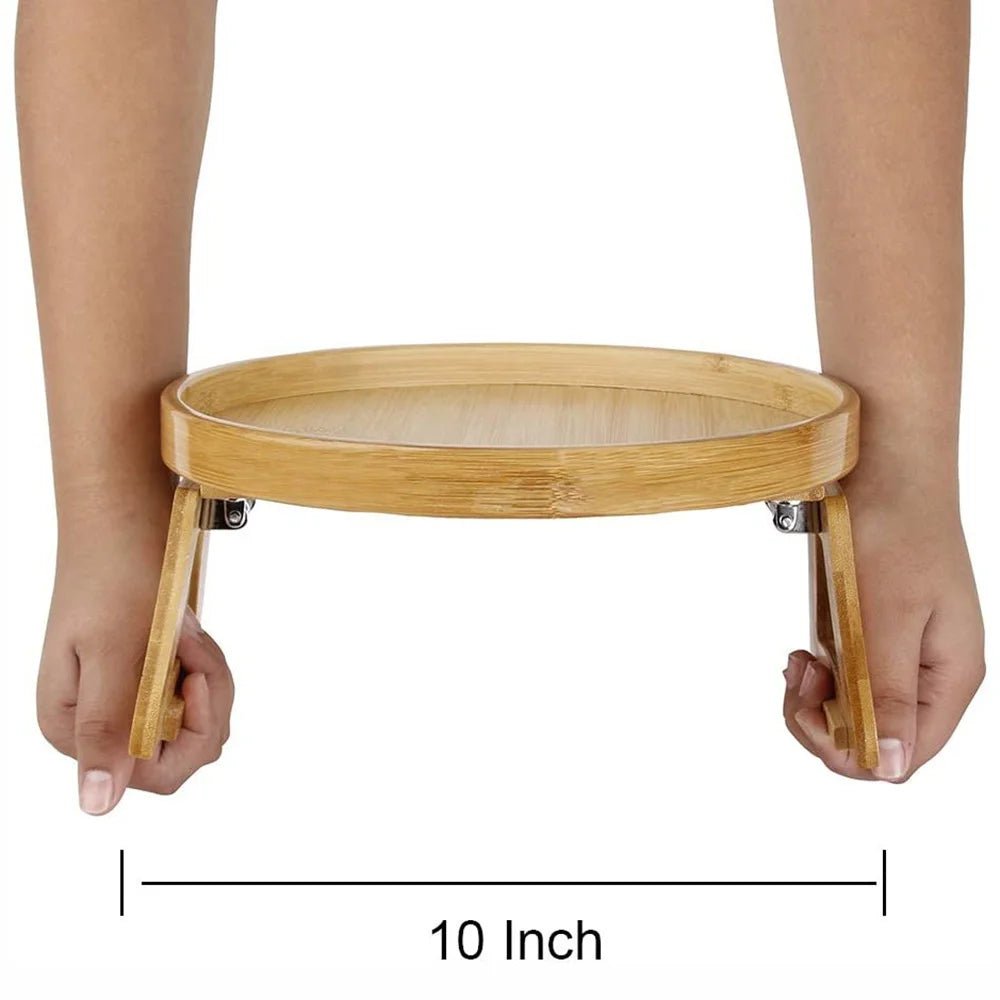ARMRESTO Clip-On Natural Wood Armrest Tray for Snacks and Drinks 5