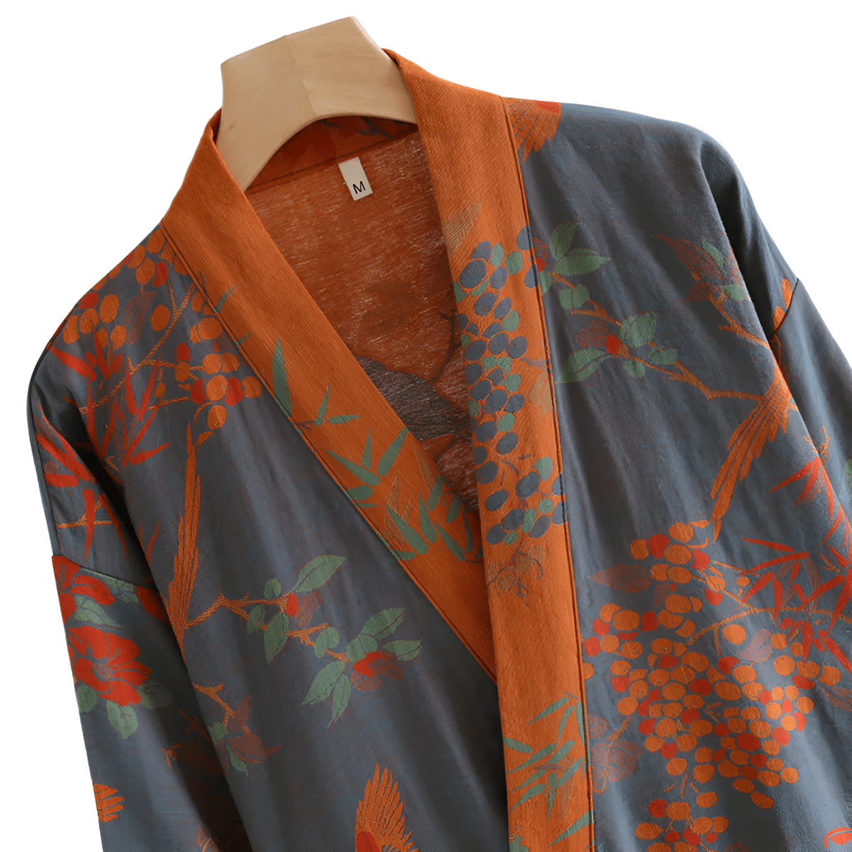 Retro Cotton Gauze Bathrobe – Lightweight Robe with Jacquard Pattern