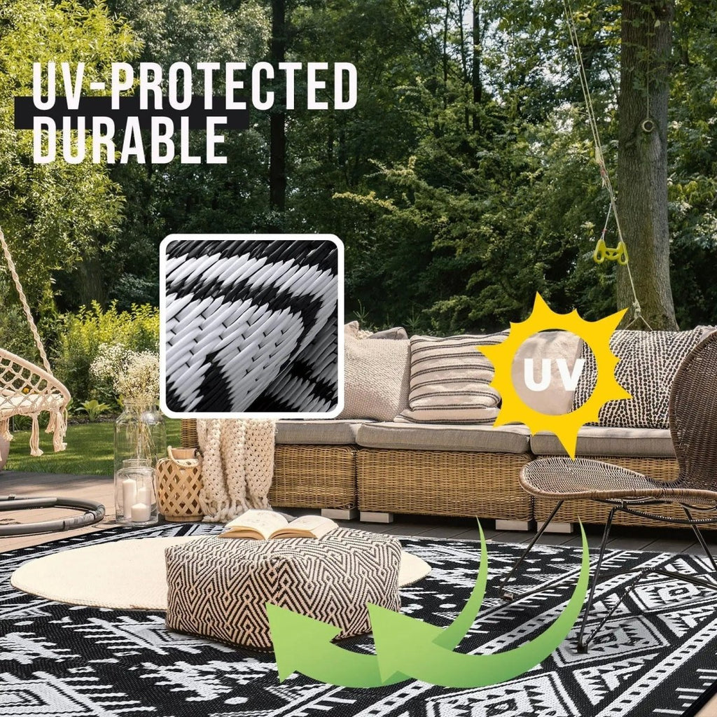 REVERSAIRE – Durable Waterproof Reversible Outdoor Plastic Straw Mat for Patio & Picnic 3