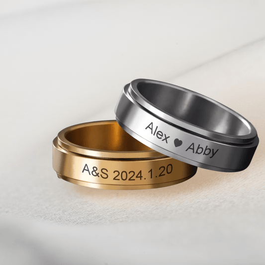 REVOLVEA – Bague Spinner Personnalisée en Acier Inoxydable pour Couples