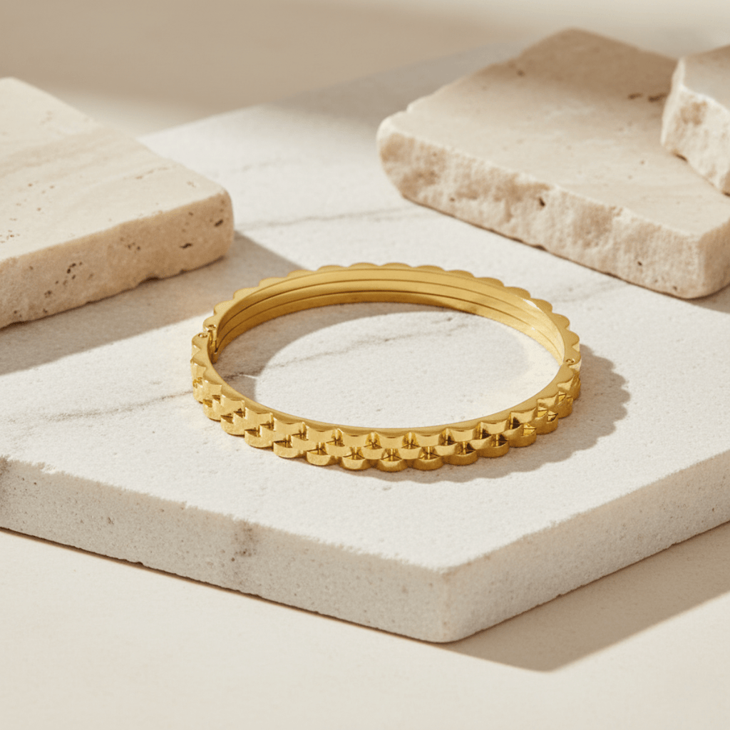 Ripple Edge Gouden Schakelarmband