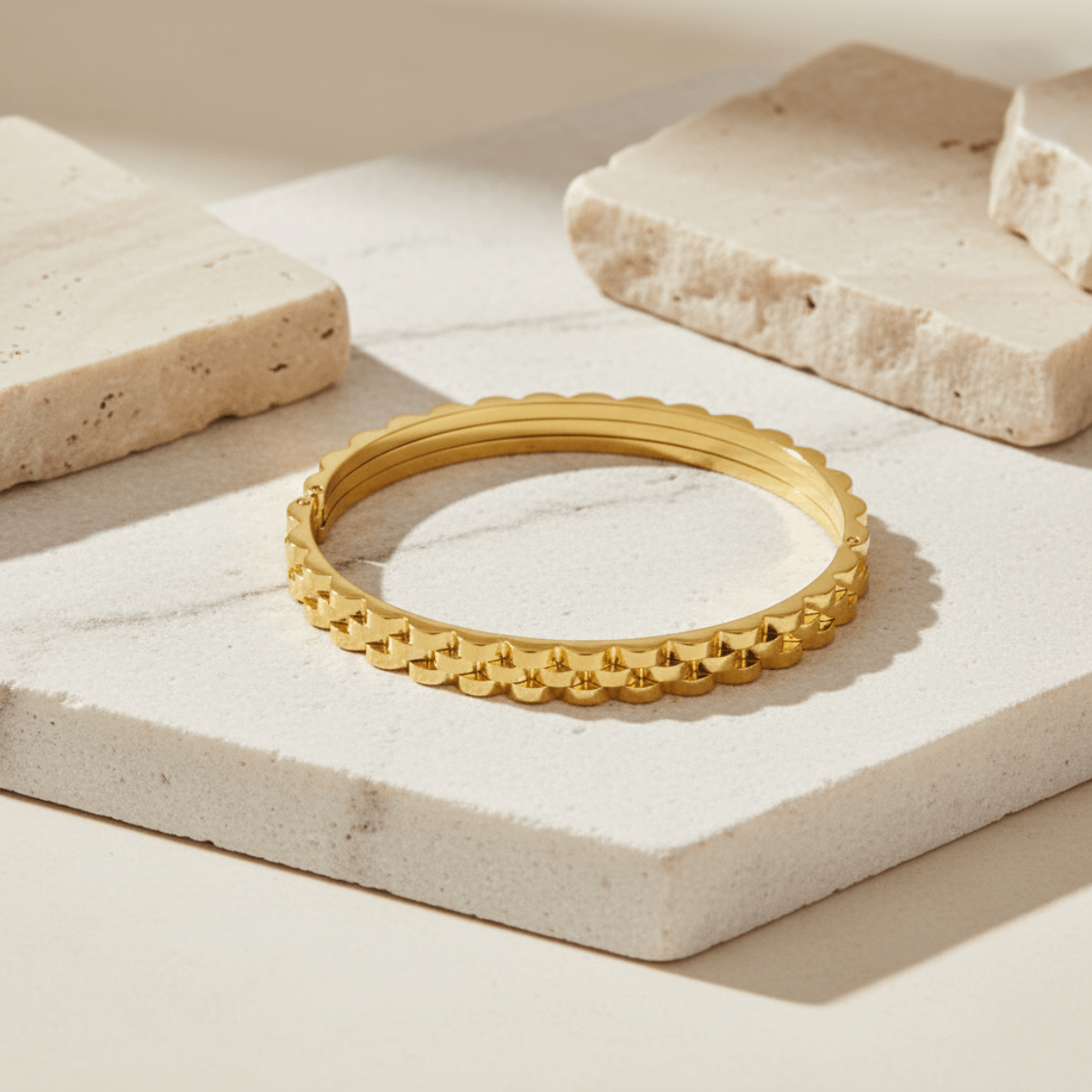 Ripple Edge Gouden Schakelarmband