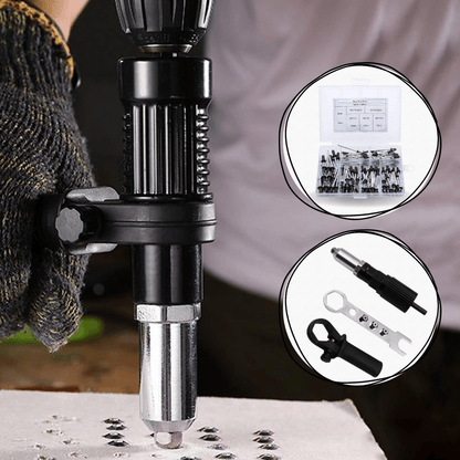 Rivetgun Adapter Kit for Electric Drills – Includes 4 Nozzles and 120 Screws, Ergonomic Design, Durable Aluminum Alloy-2