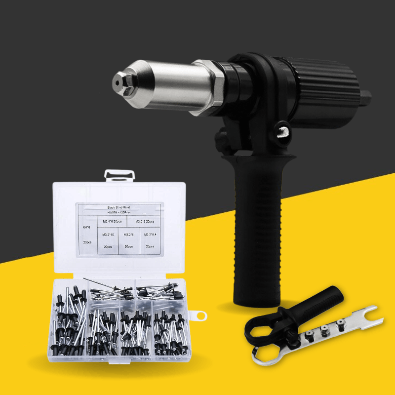 Rivetgun Adapter Kit for Electric Drills – Includes 4 Nozzles and 120 Screws, Ergonomic Design, Durable Aluminum Alloy-3
