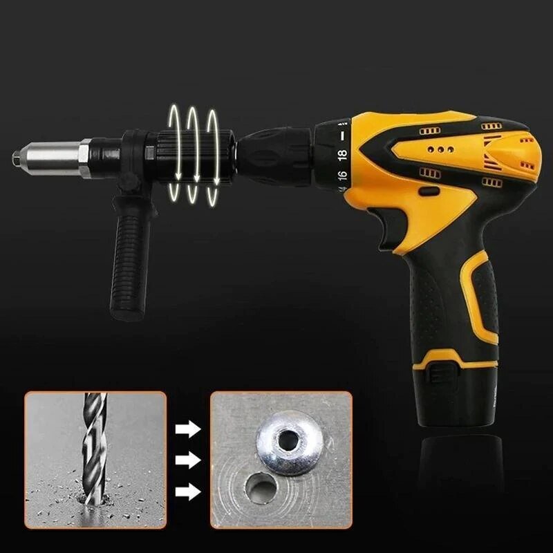 Rivetgun Adapter Kit for Electric Drills – Includes 4 Nozzles and 120 Screws, Ergonomic Design, Durable Aluminum Alloy-4