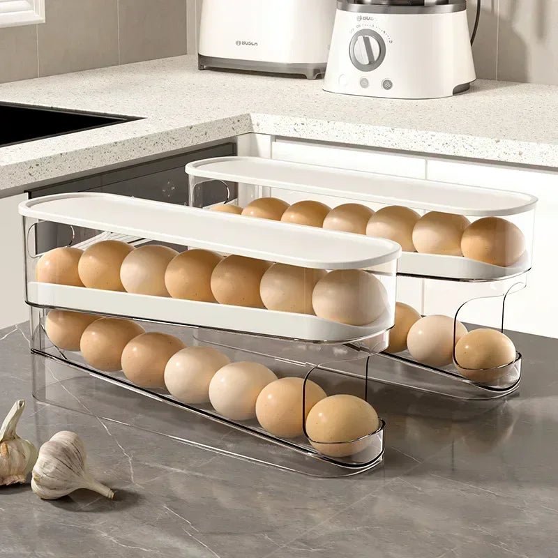 FLOWSTACK – Automatically rolling 2-layer egg organizer for refrigerators 2