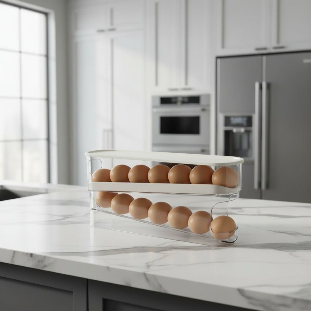 FLOWSTACK – Automatically rolling 2-layer egg organizer for refrigerators 0