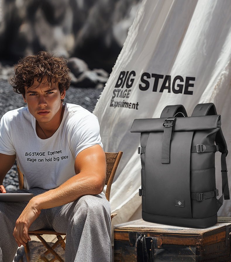 ROLLTRAIL Rolltop Backpack - Sacoche extensible pour ordinateur portable 17", étanche, antivol, pour l'extérieur et le voyage