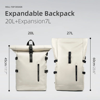 ROLLTRAIL Rolltop Backpack – Expandable, Waterproof, USB Charging, Anti-Shock, Fits 15.6” Laptop