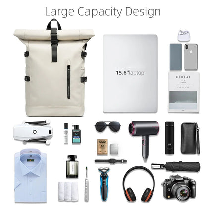 ROLLTRAIL Rolltop Backpack – Expandable, Waterproof, USB Charging, Anti-Shock, Fits 15.6” Laptop