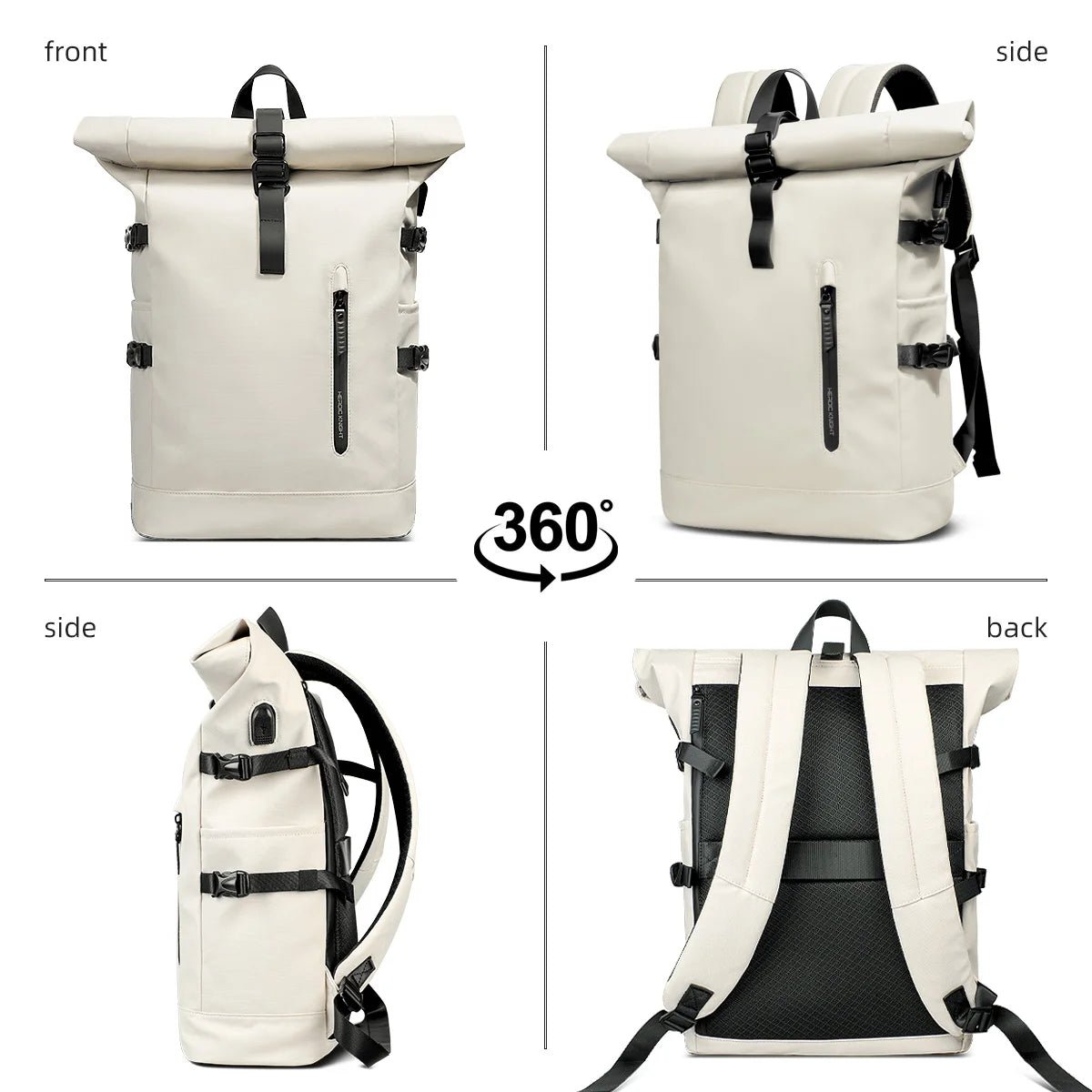ROLLTRAIL Rolltop Backpack – Expandable, Waterproof, USB Charging, Anti-Shock, Fits 15.6” Laptop