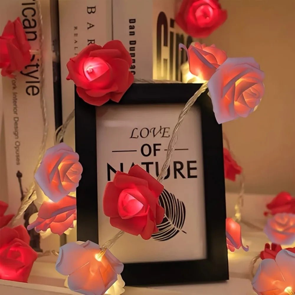 ROSEGLOW – Elegant Artificial Rose Fairy Lights Battery-Powered String Lights for Romantic Decor 4