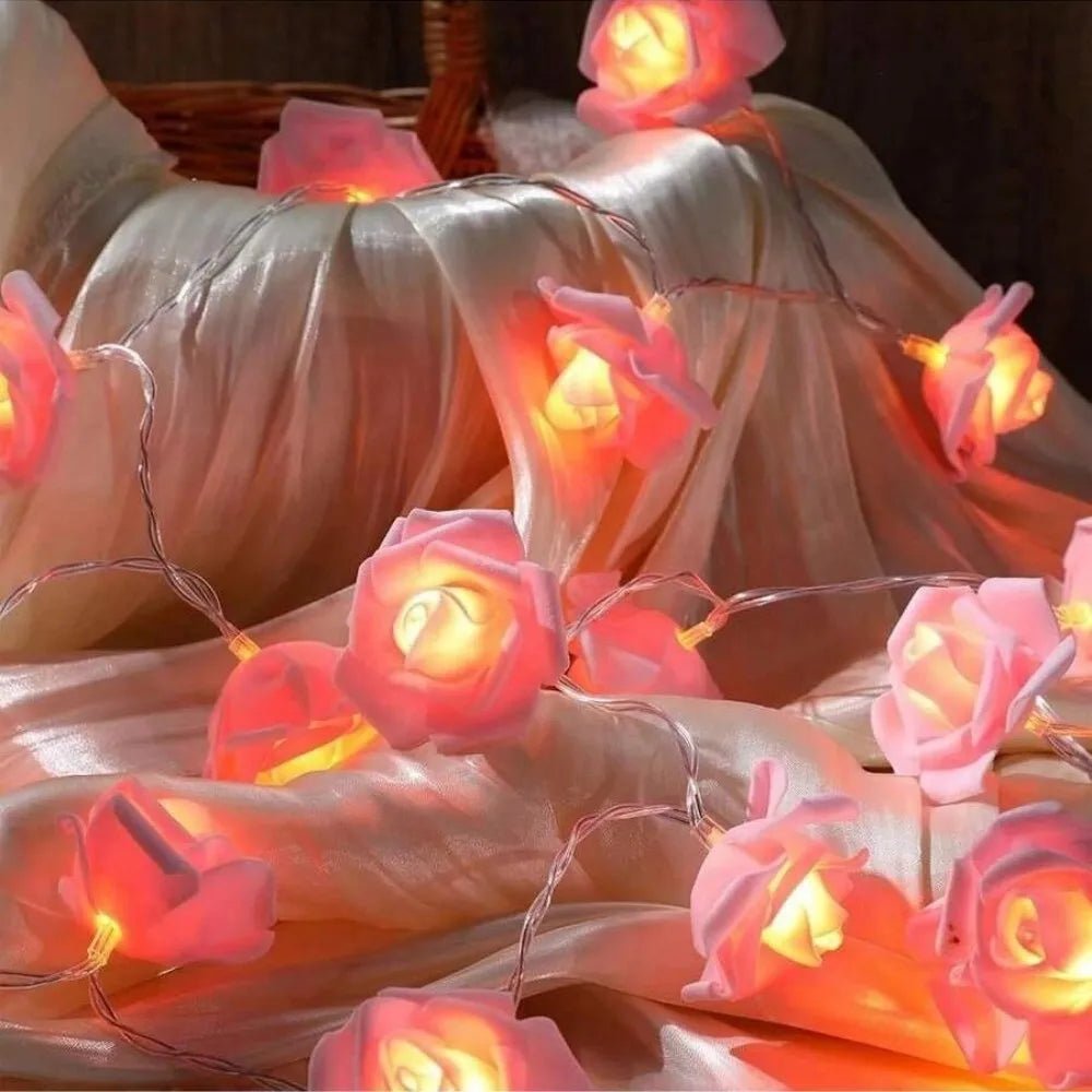 ROSEGLOW – Elegant Artificial Rose Fairy Lights Battery-Powered String Lights for Romantic Decor 7