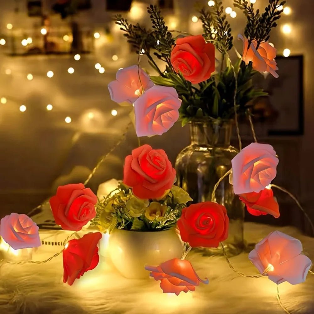 ROSEGLOW – Elegant Artificial Rose Fairy Lights Battery-Powered String Lights for Romantic Decor 2