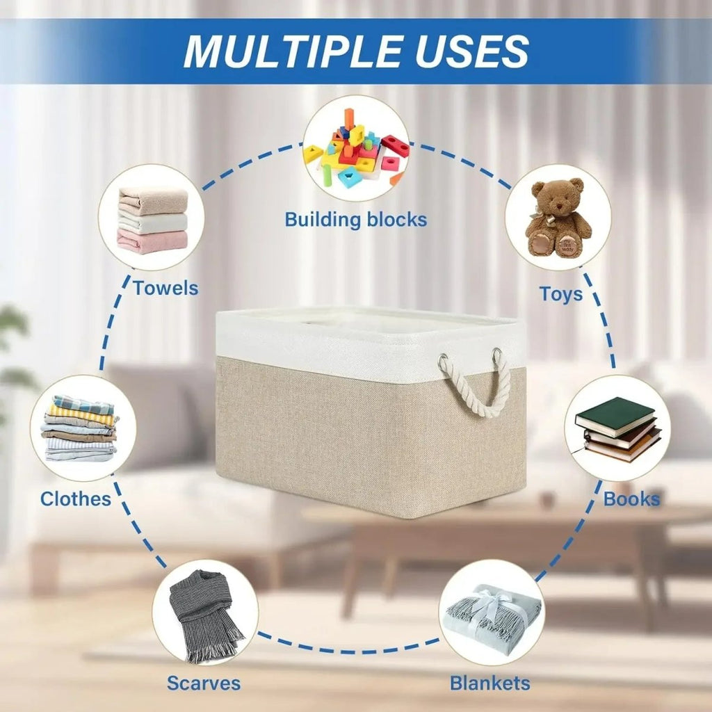 PURELIN – Linen Fabric Storage Basket Organizer for Toys, Clothes & Home Use 3
