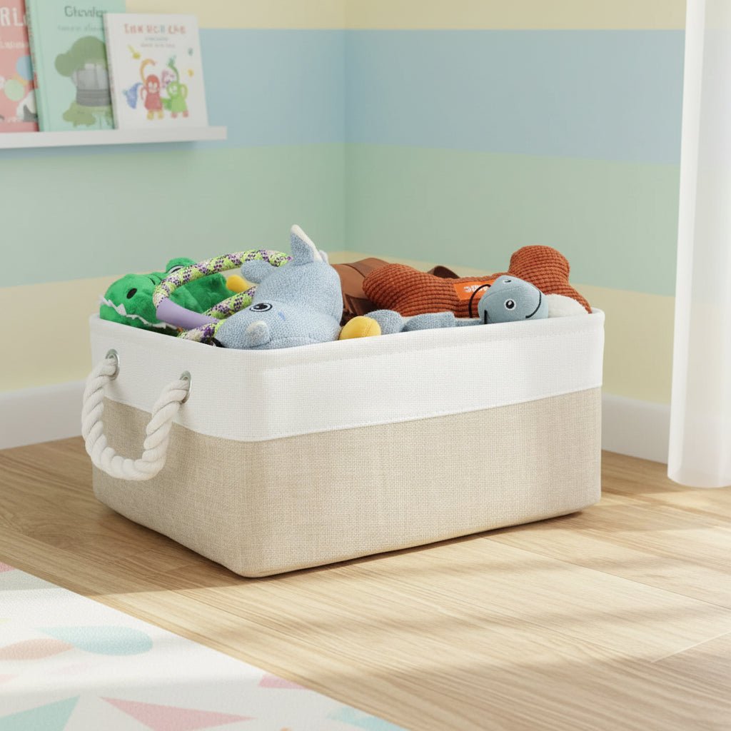PURELIN – Linen Fabric Storage Basket Organizer for Toys, Clothes & Home Use 2