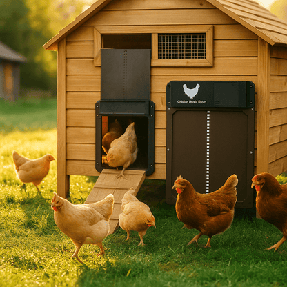 ROOSTSECURE – Porta automatica per pollaio con sensore di luce e protezione dalle intemperie