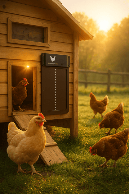 ROOSTSECURE – Porta automatica per pollaio con sensore di luce e protezione dalle intemperie