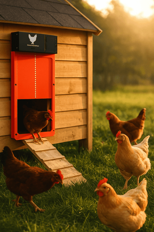 ROOSTSECURE – Porta automatica per pollaio con sensore di luce e protezione dalle intemperie