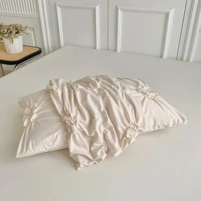 Parure de couette RuffledWeave – Parure de housse de couette élégante à fleurs volantées en microfibre