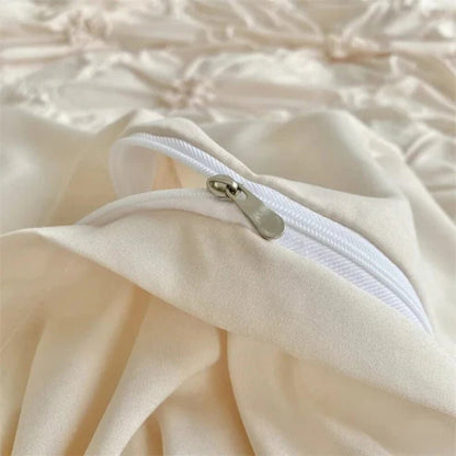 Parure de couette RuffledWeave – Parure de housse de couette élégante à fleurs volantées en microfibre