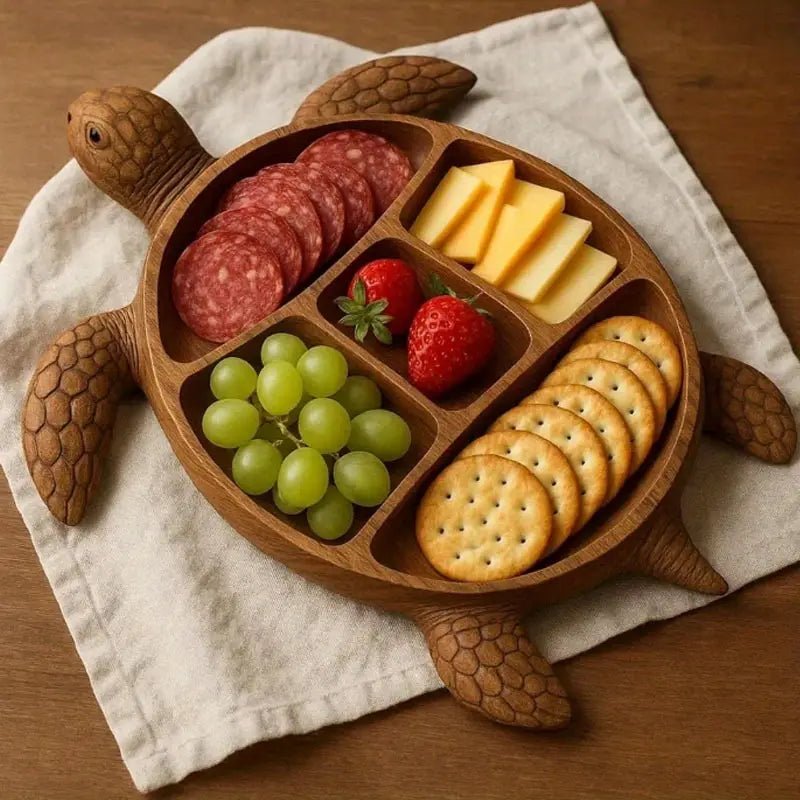 Turtlétier - Handcrafted Wooden Charcuterie Board with 5 Compartments 0