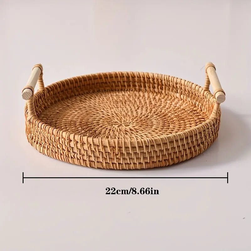 RUSTICPANTRY – Handwoven Rattan Tray & Food Storage Basket with Lid