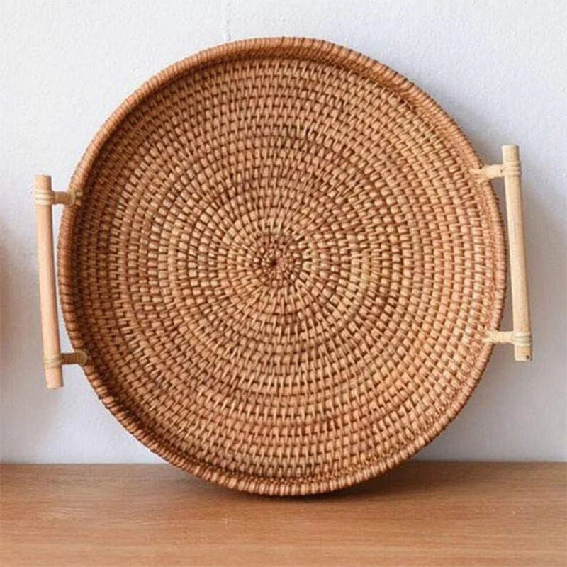 RUSTICPANTRY – Handwoven Rattan Tray & Food Storage Basket with Lid