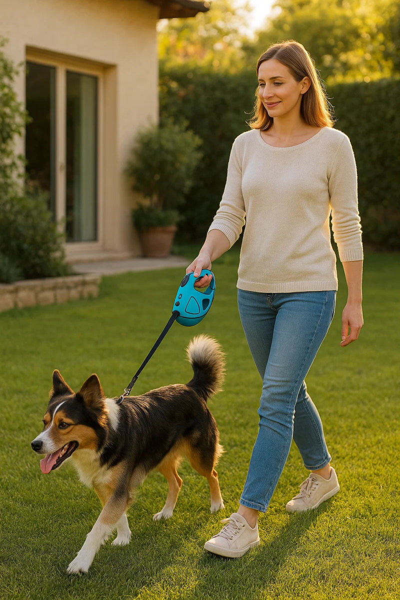 SAFEPAW – Correa retráctil para perro con LED, enrollado automático y agarre