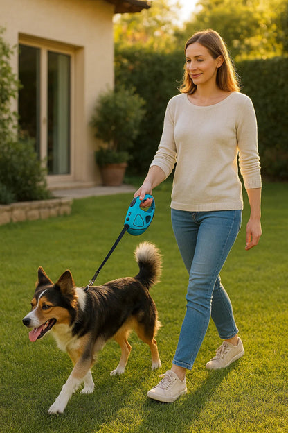 SAFEPAW – Correa retráctil para perro con LED, enrollado automático y agarre