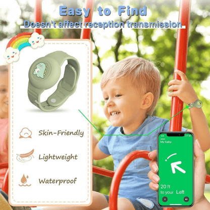 SAFESNUG – Kinder Airtag Armband met Leuk Dino Ontwerp