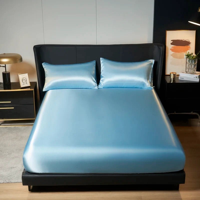 SATINIQUE CALMERA – Cooling Ice Silk Satin Fitted Sheet with Elastic Fit