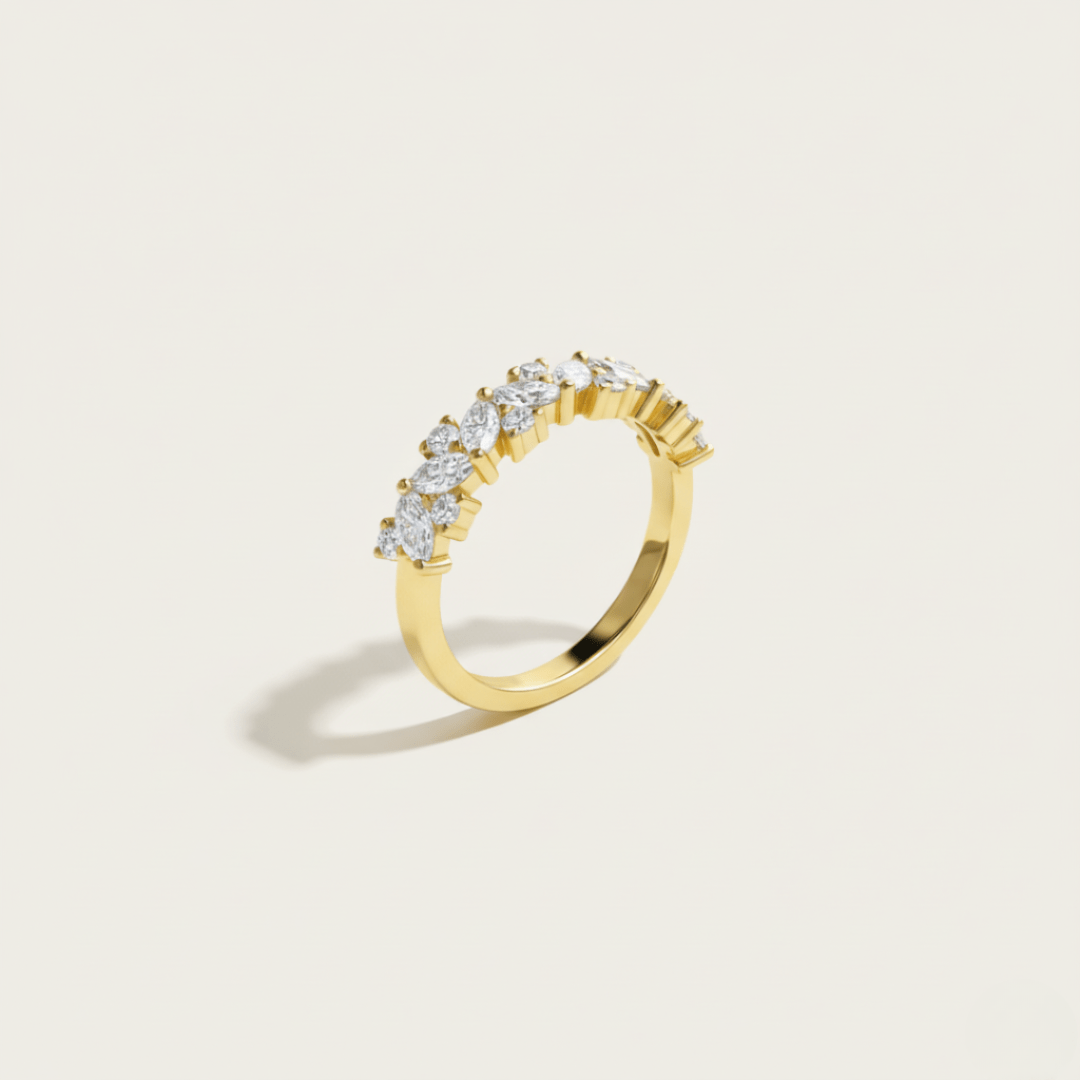 Verspreid zonlicht zilver gouden ring