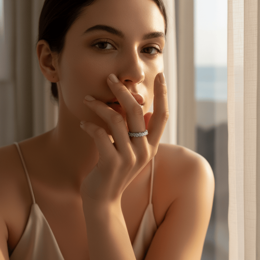 Verspreid zonlicht zilver gouden ring